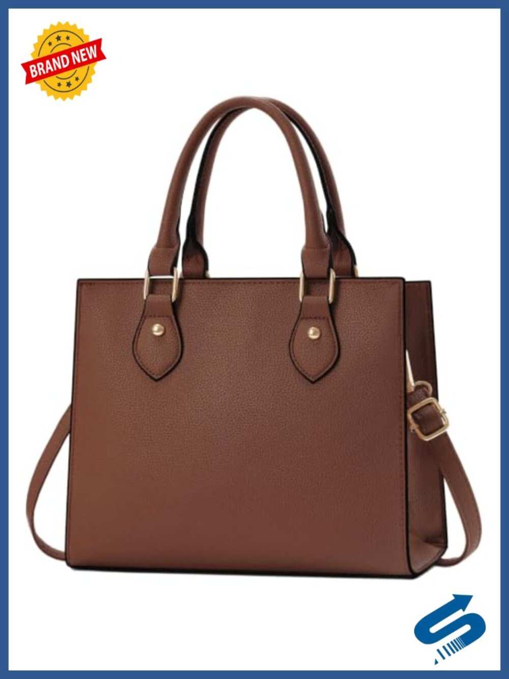 Faux Leather Satchel Crossbody Bag Vegan Multi-Pocket Tote